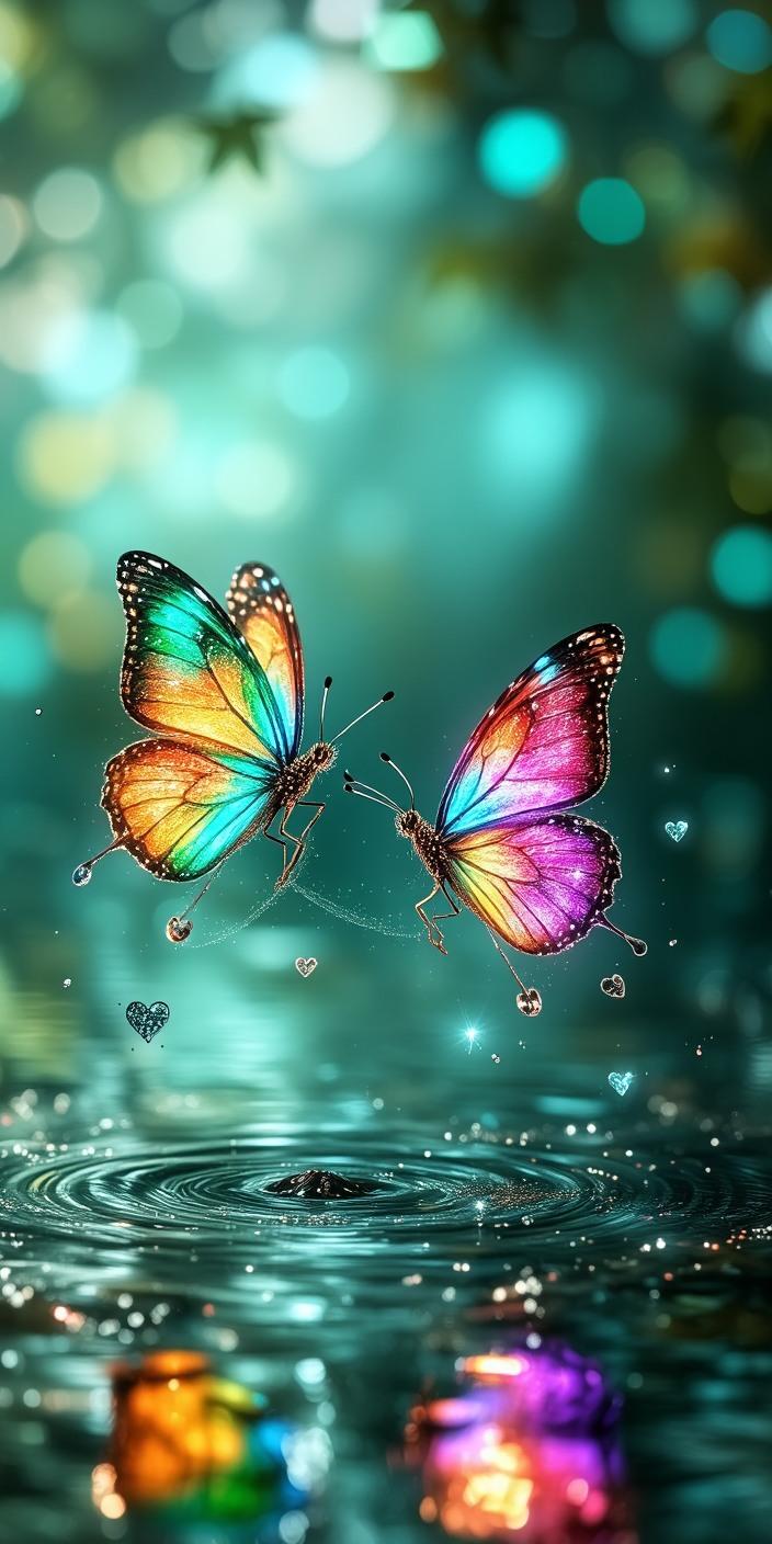 Whimsical Neon Butterflies Wallpaper