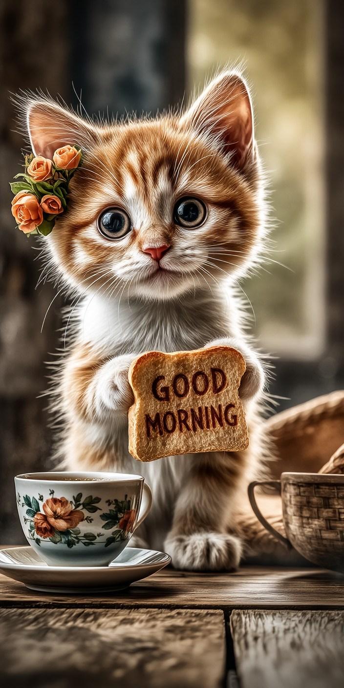 Good Morning Kitten Wallpaper
