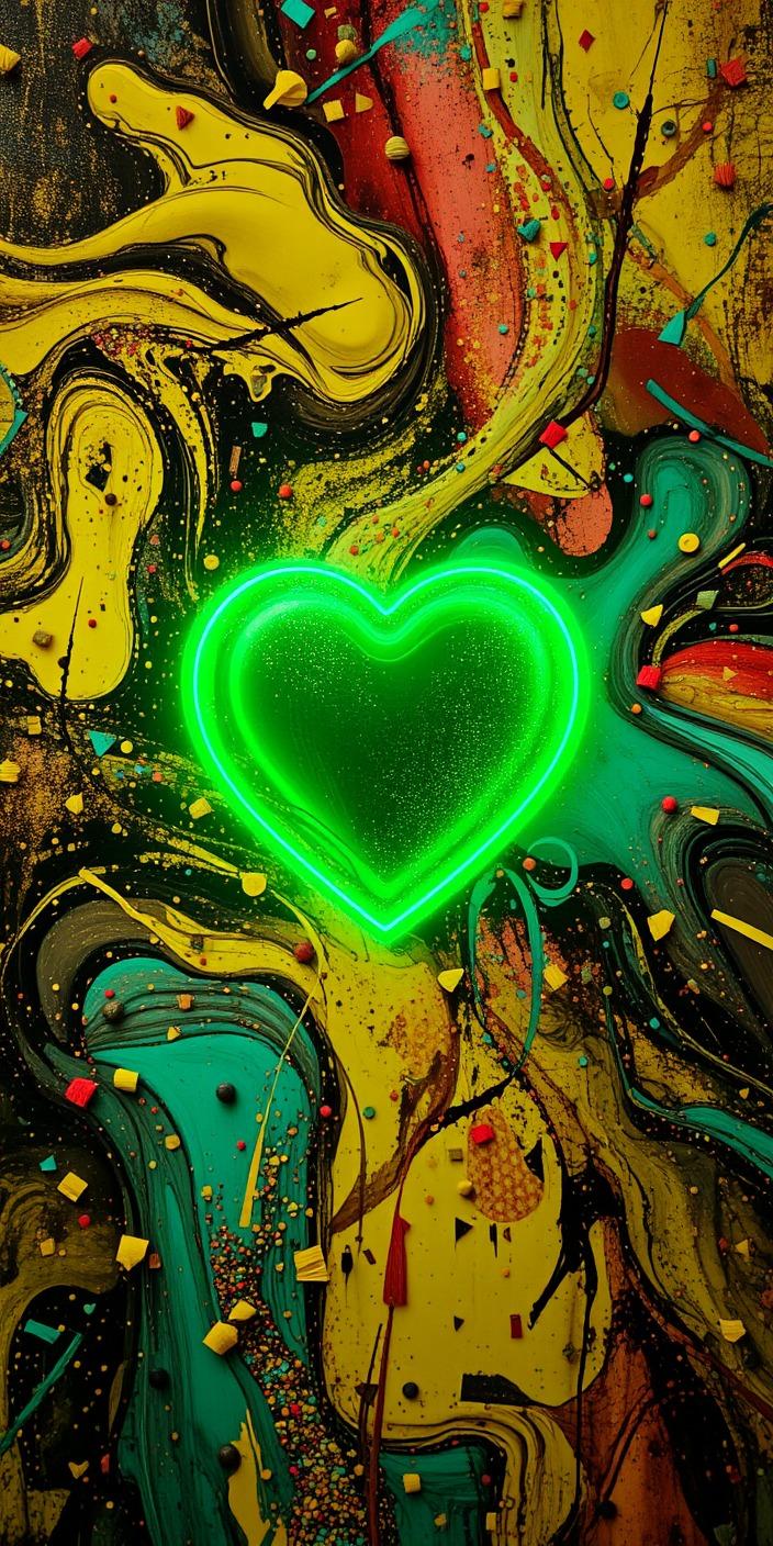 Neon Heart Fluid Wallpaper