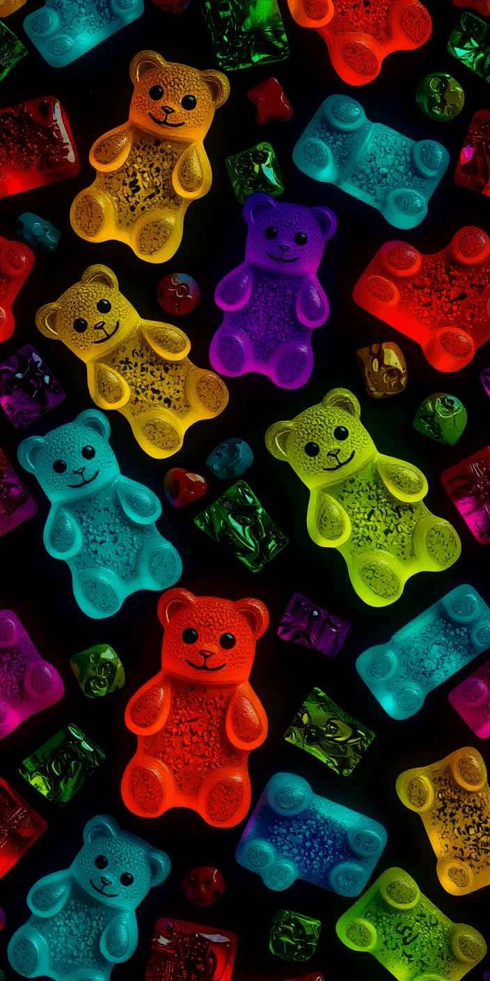 Neon Gummy Bears Wallpaper