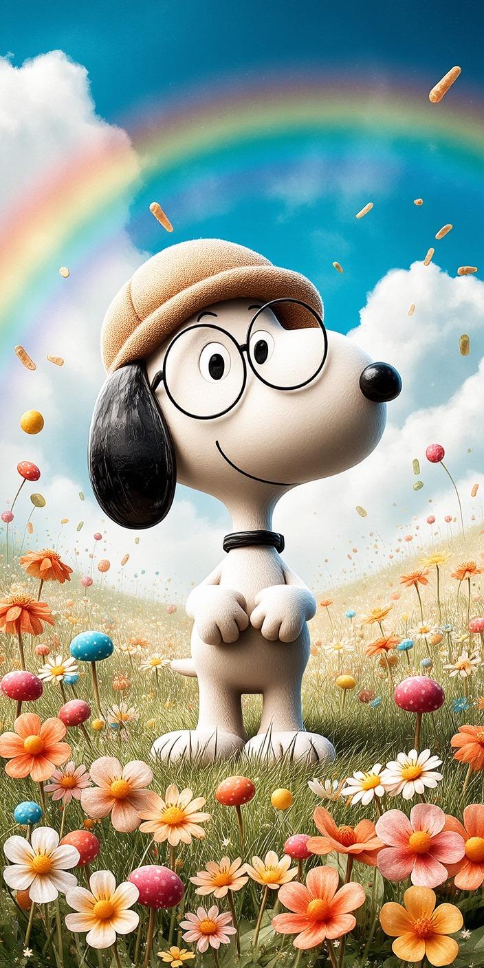Whimsical Snoopy Rainbow Wallpaper