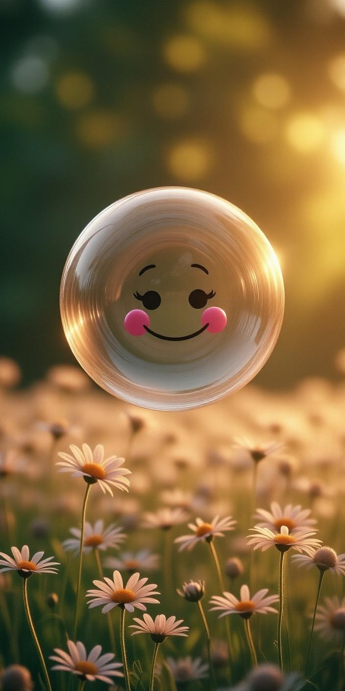 Happy Bubble Daisy Wallpaper