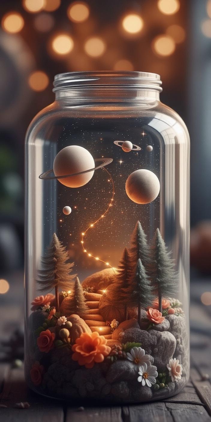 Galaxy Jar Forest Wallpaper