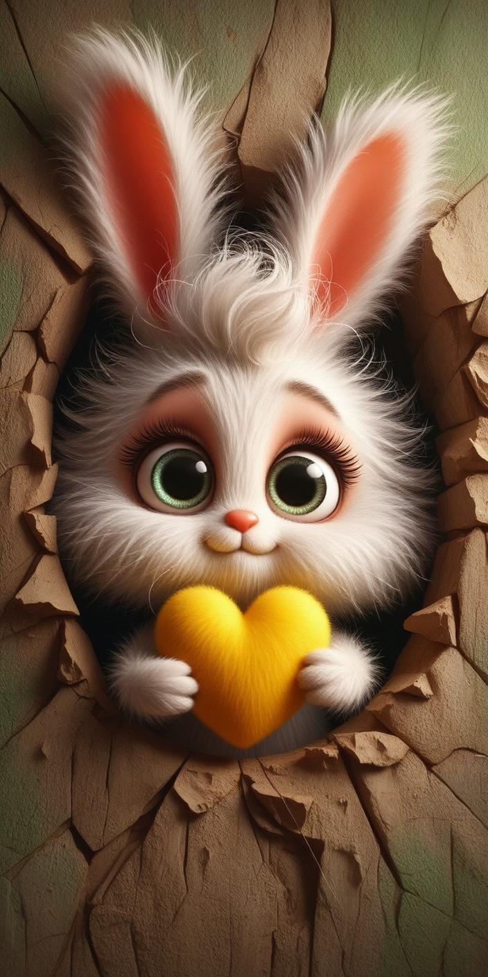 Peeking Bunny Love Wallpaper