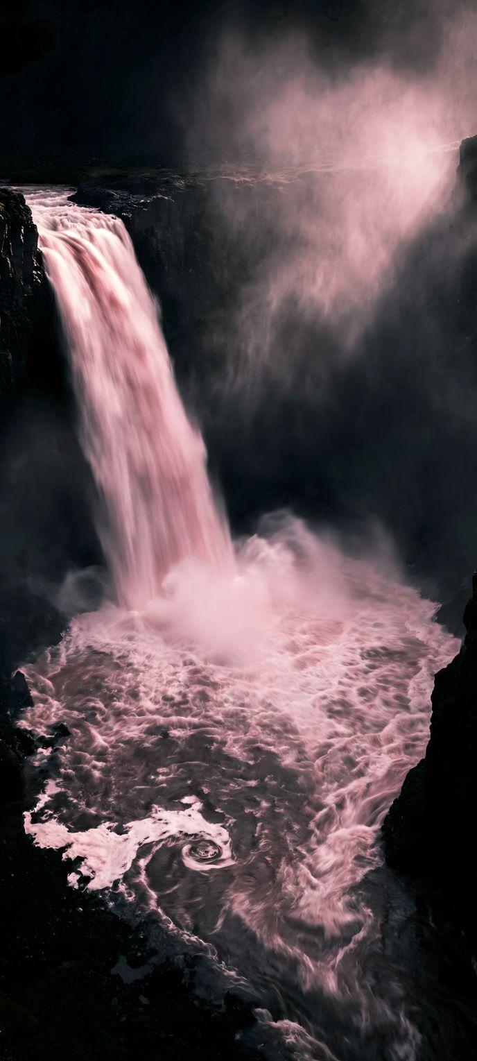 Rose Gold Mist Waterfall Wallpaper