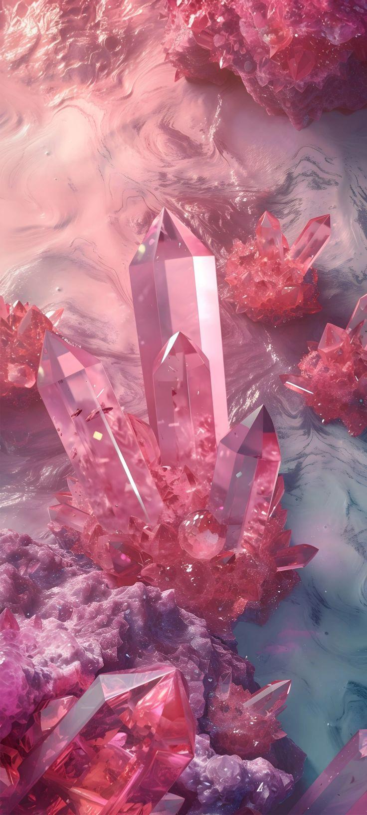 Vibrant Pink Crystal Cluster Wallpaper