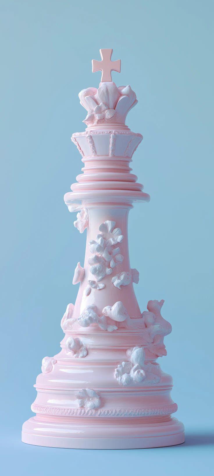 Pastel Pink Floral Chess King Wallpaper