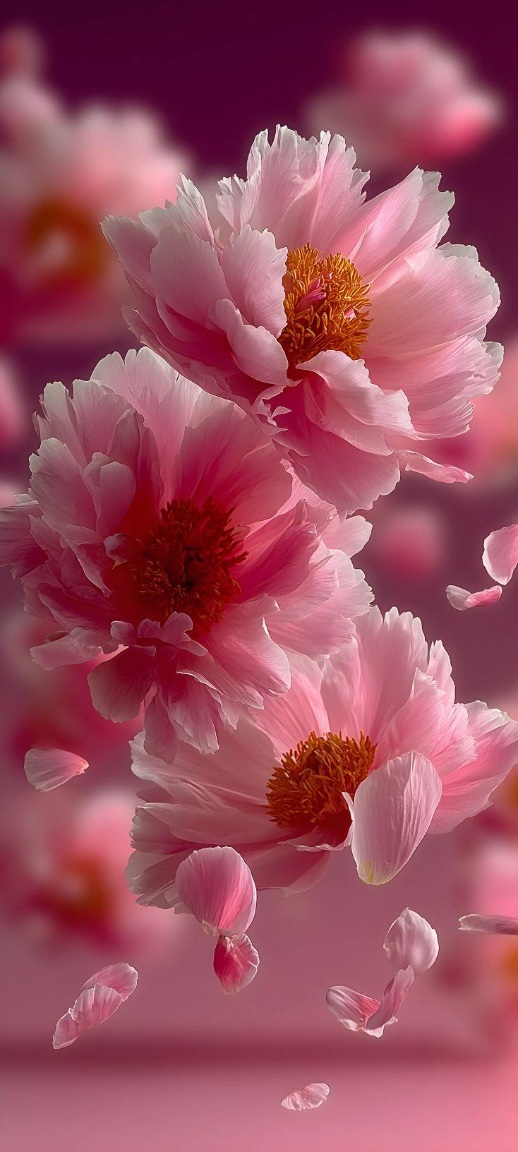 Dreamy Pink Peony Cascade Wallpaper