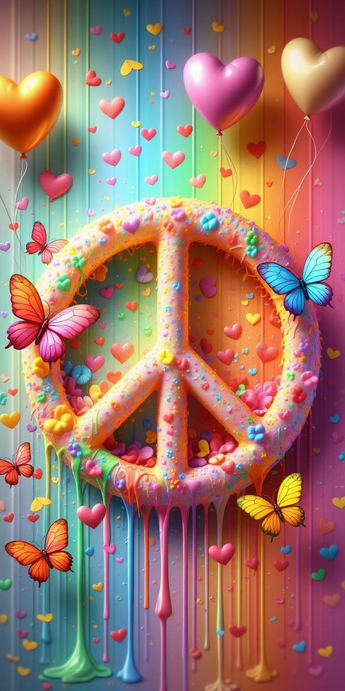 Rainbow Pastel Peace Sign Wallpaper