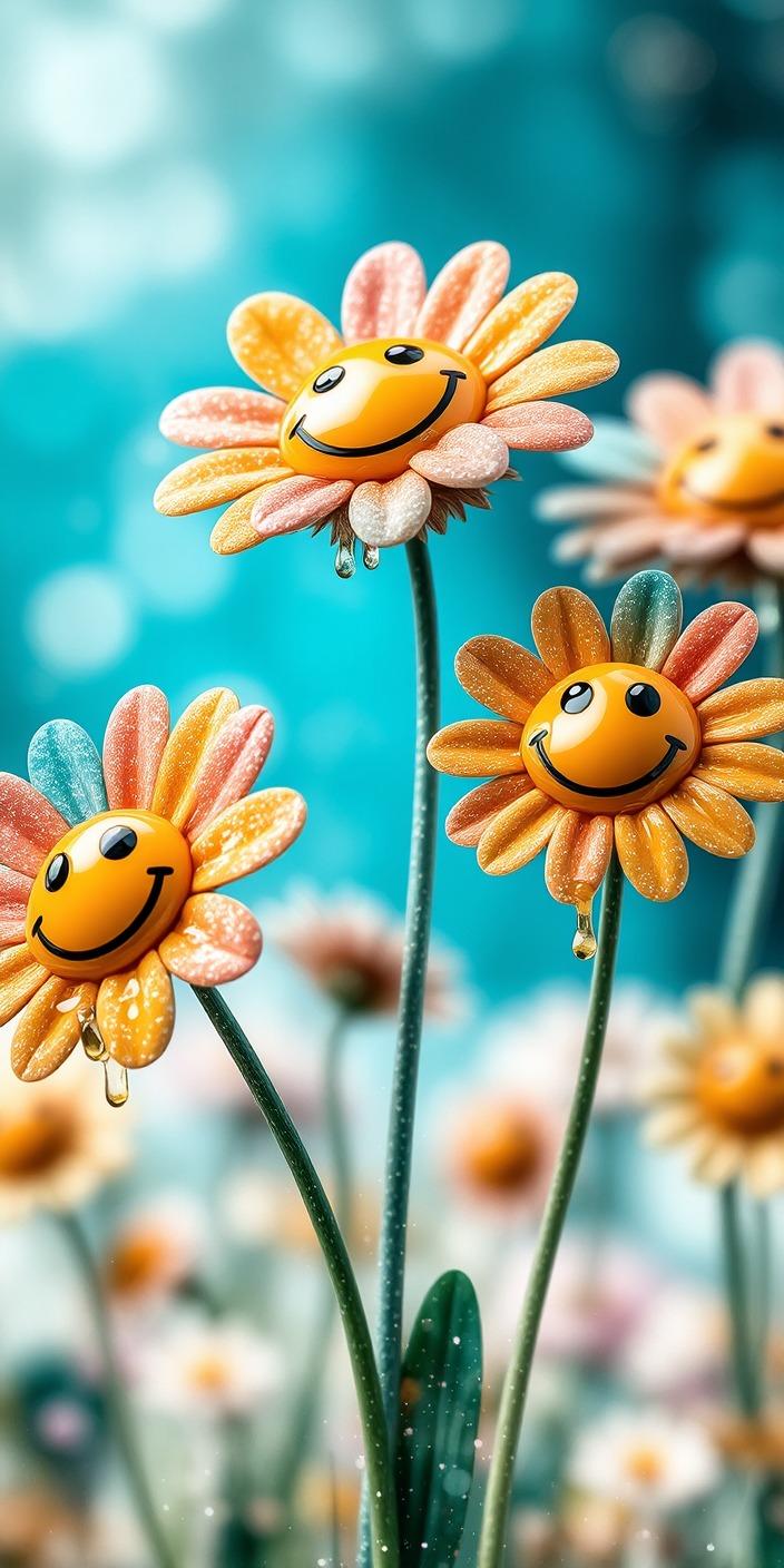 Smiley Face Daisy Flower Wallpaper