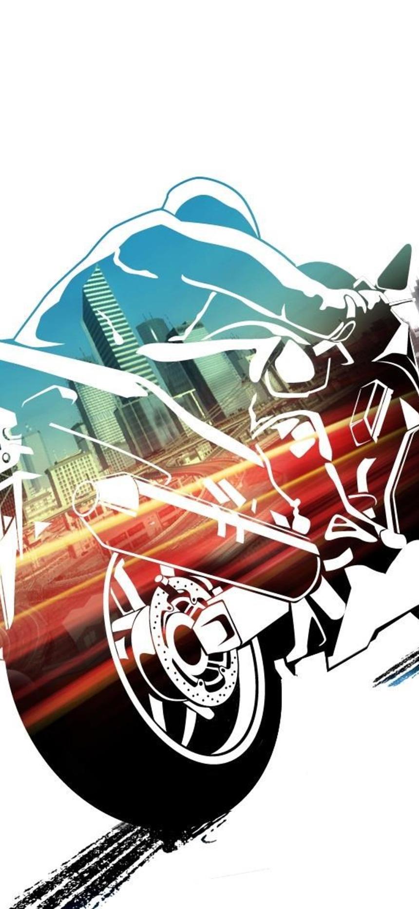 Neon Speed Motorcycle City Lights Wallpaper