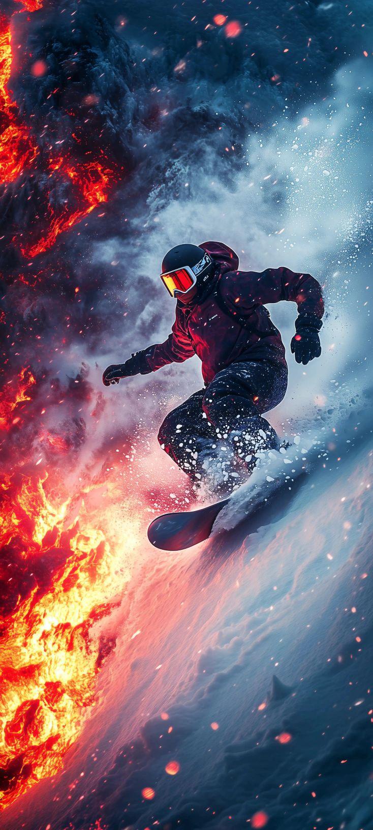 Volcanic Snowboard Adventure Wallpaper