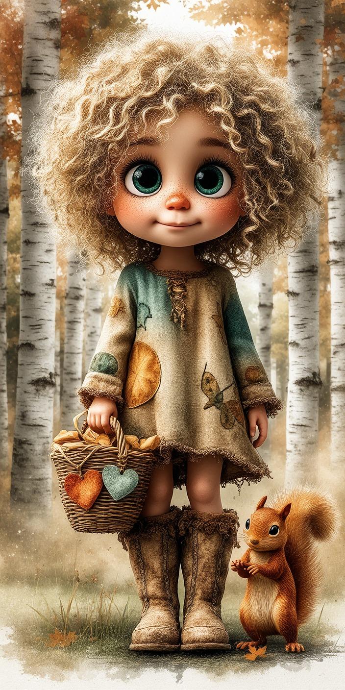 Cute Autumn Doll Girl Wallpaper