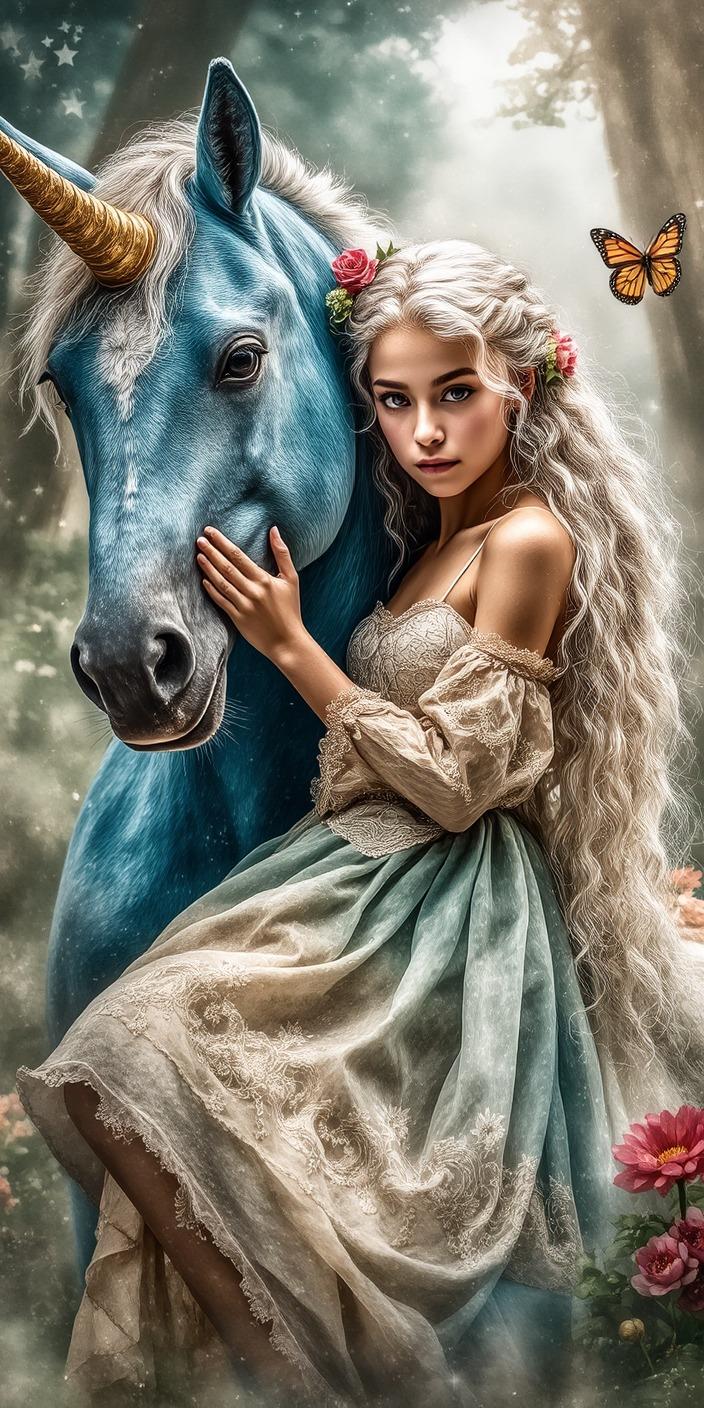 Fantasy Unicorn Princess Wallpaper
