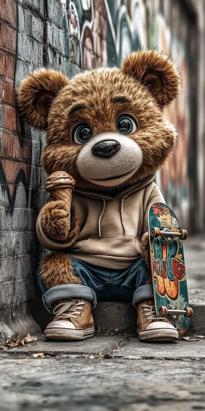 Cute Skater Bear Wallpaper
