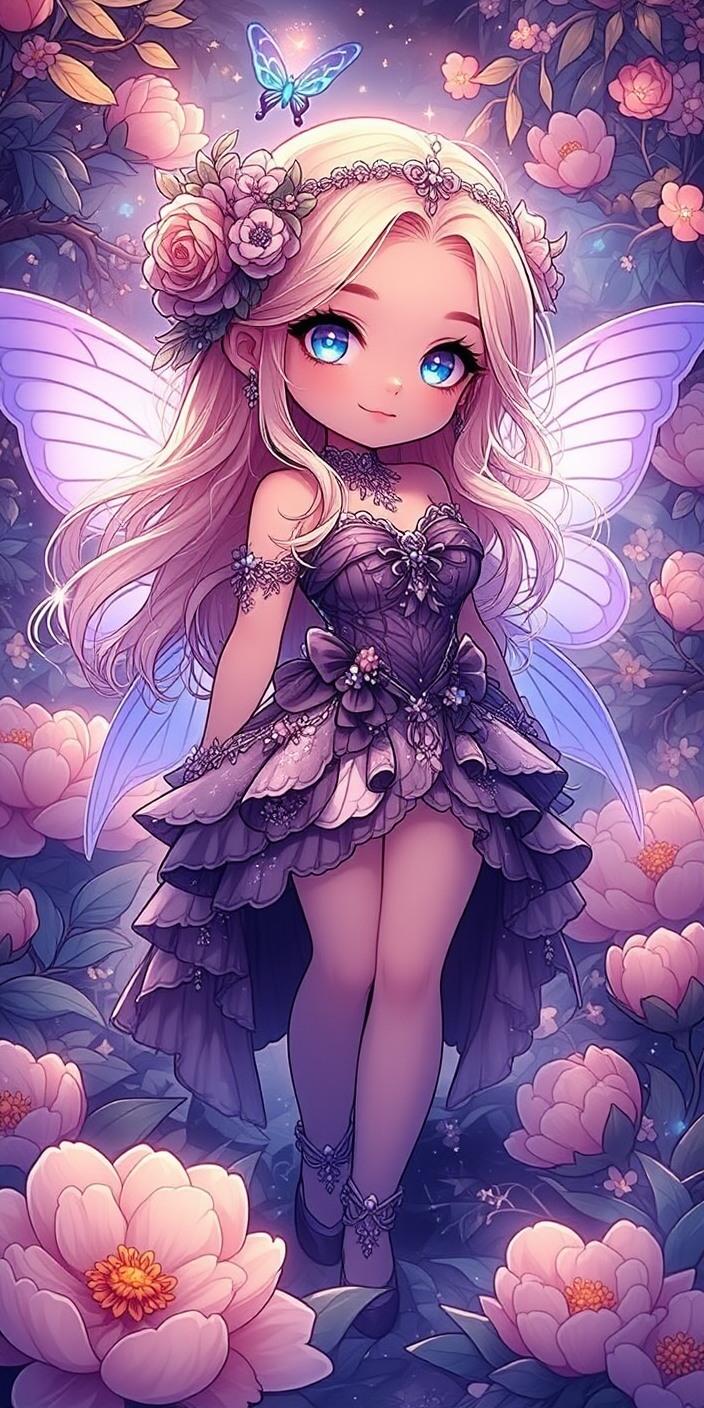 Cute Purple Fairy Princess Wallpaper