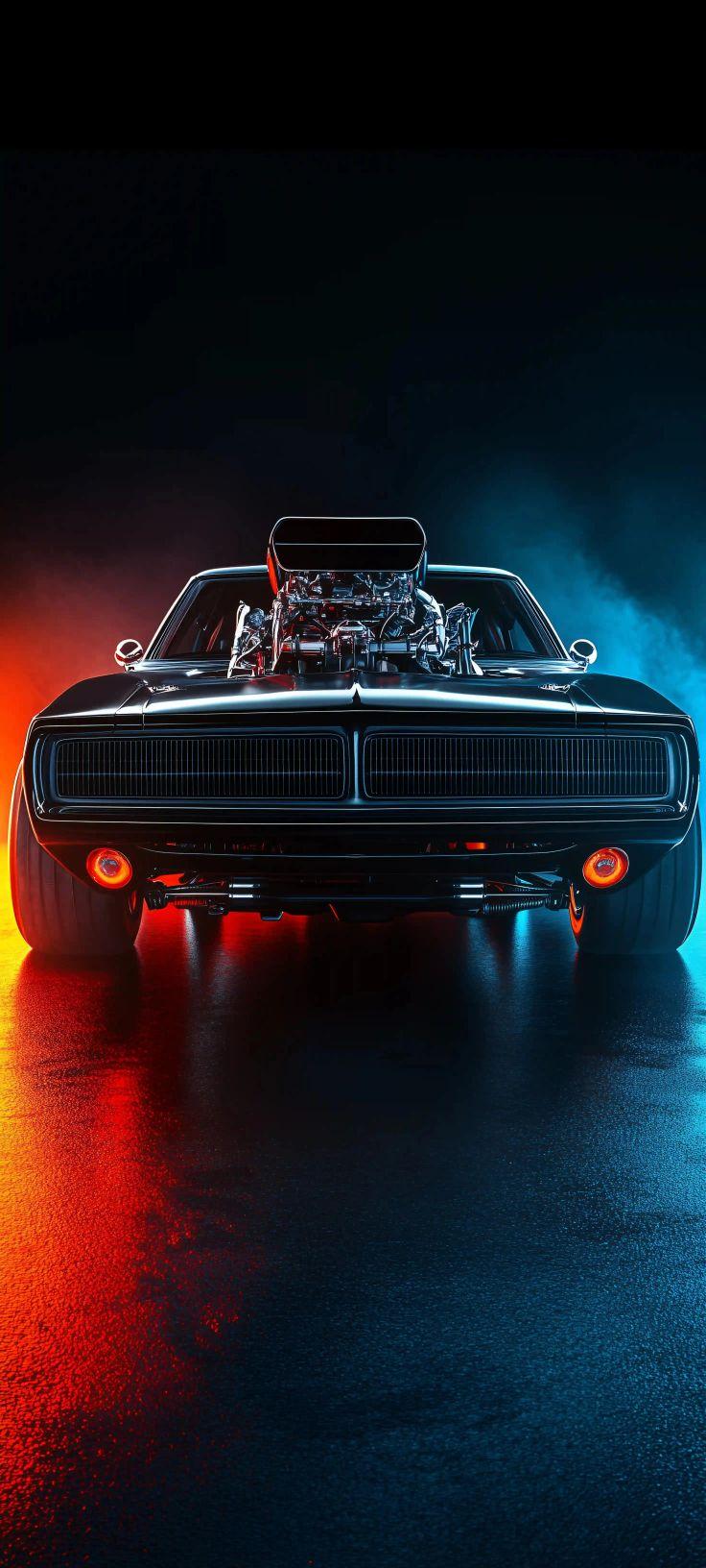 Neon Muscle Car Wallpaper