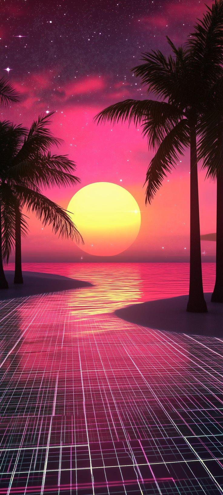 Retro Synthwave Sunset Wallpaper