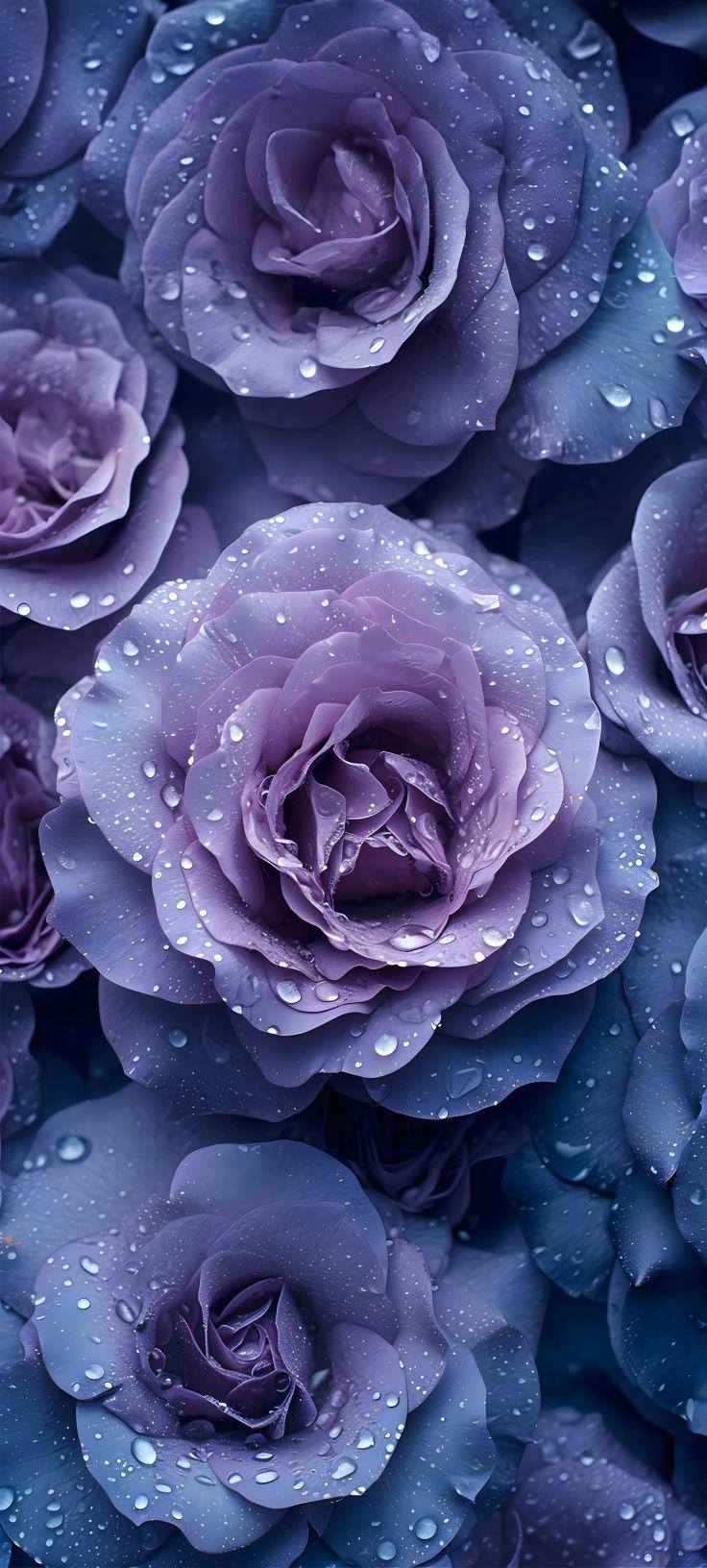 Purple Dew Rose Aesthetic Wallpaper