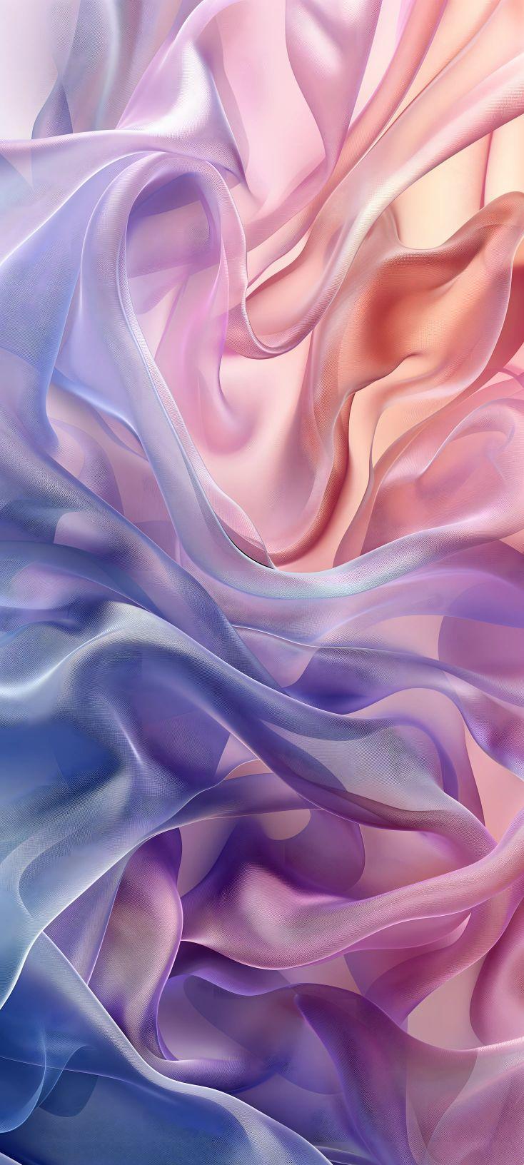 Abstract Pastel Silk Waves Wallpaper