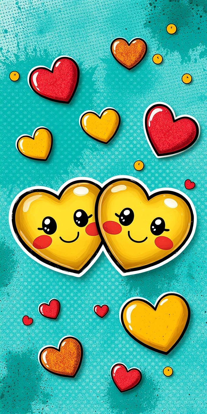 Cute Cartoon Hearts Wallpaper