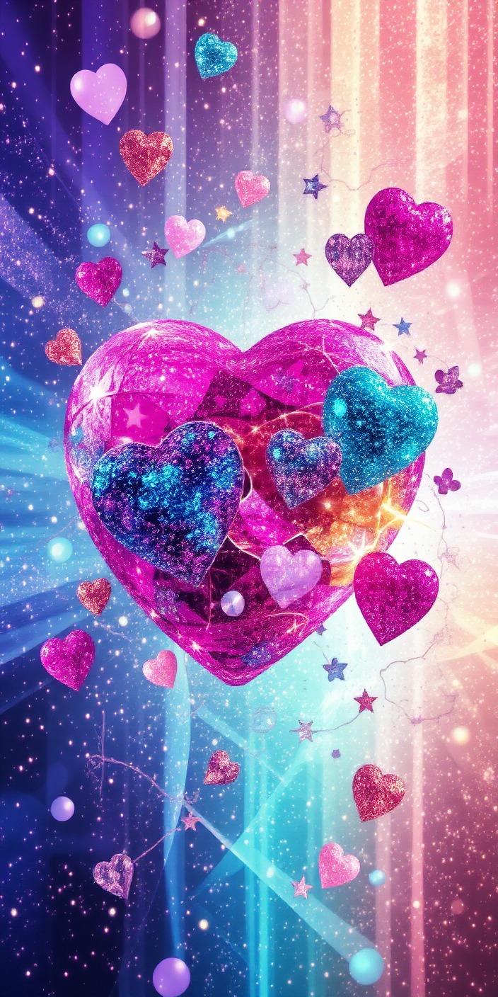 Glitter Heart Aesthetic Wallpaper