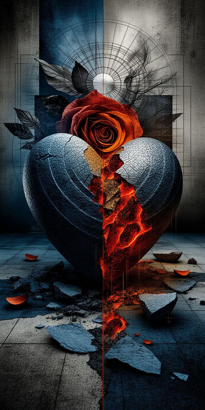 Broken Heart Rose Wallpaper | Dark Love Aesthetic