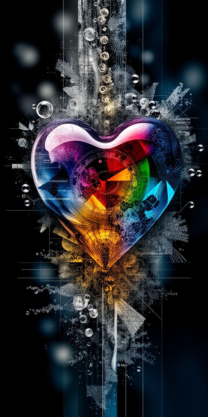 Rainbow Crystal Heart Wallpaper | Colorful Love Aesthetic