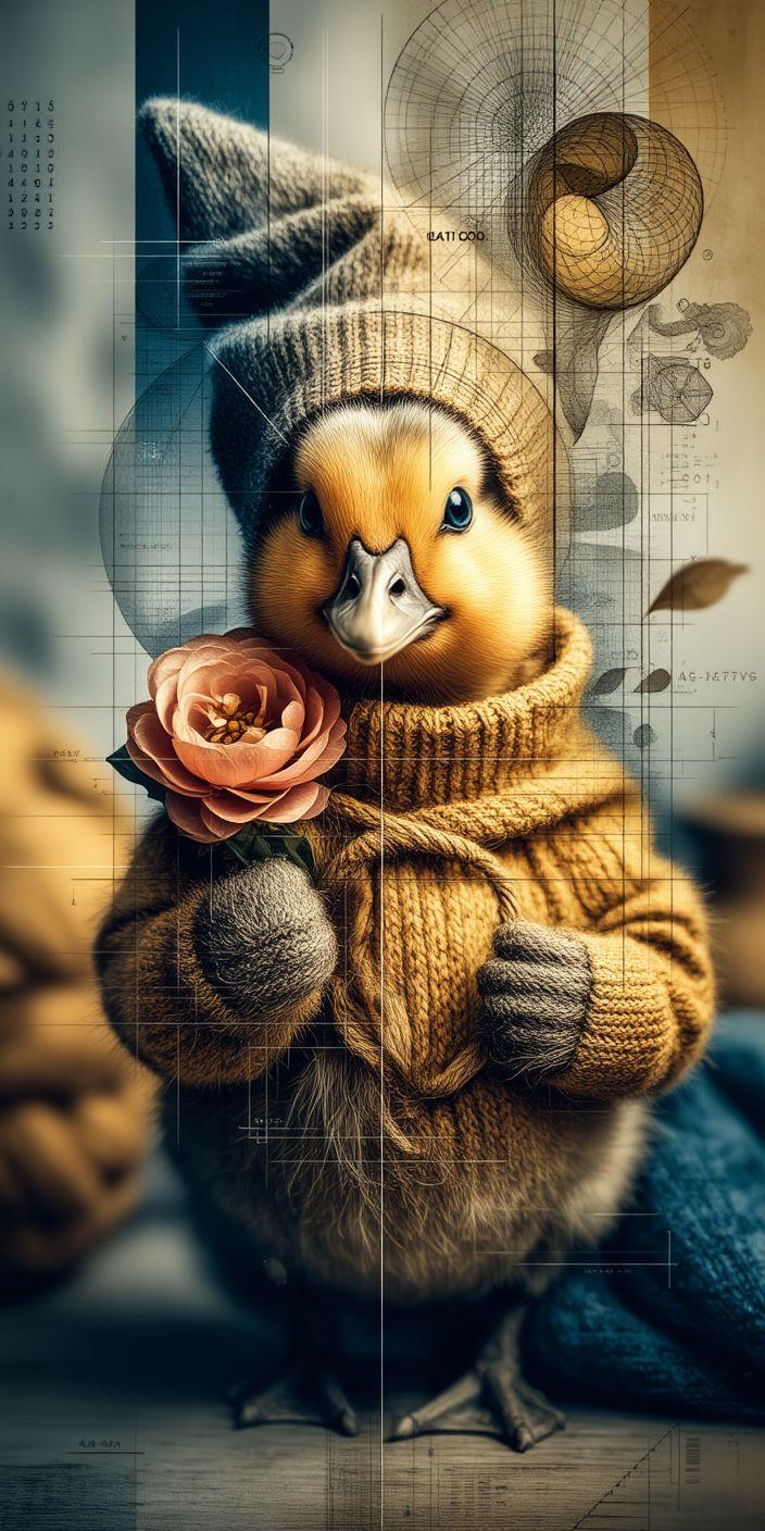 Cute Duckling with Flower Wallpaper | Cozy Aesthetic Baby Duck