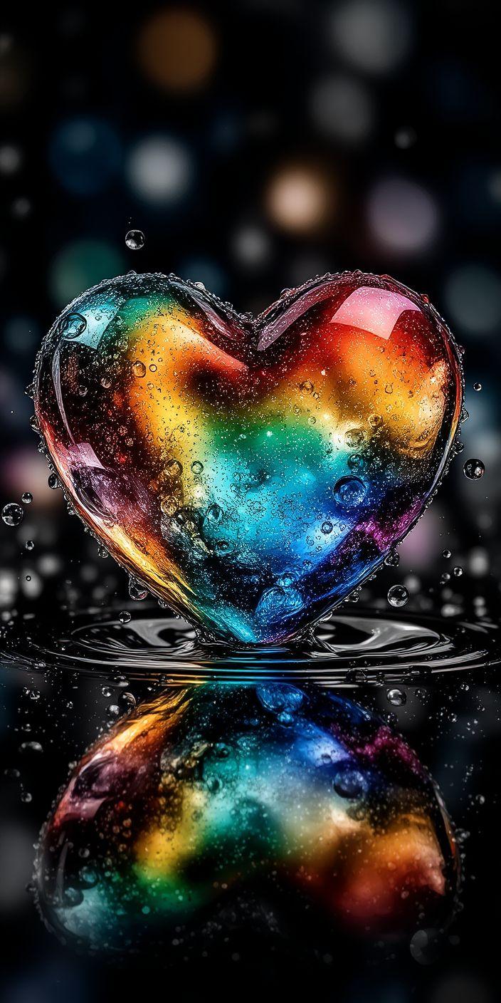 Rainbow Crystal Heart Wallpaper | Colorful Love Aesthetic