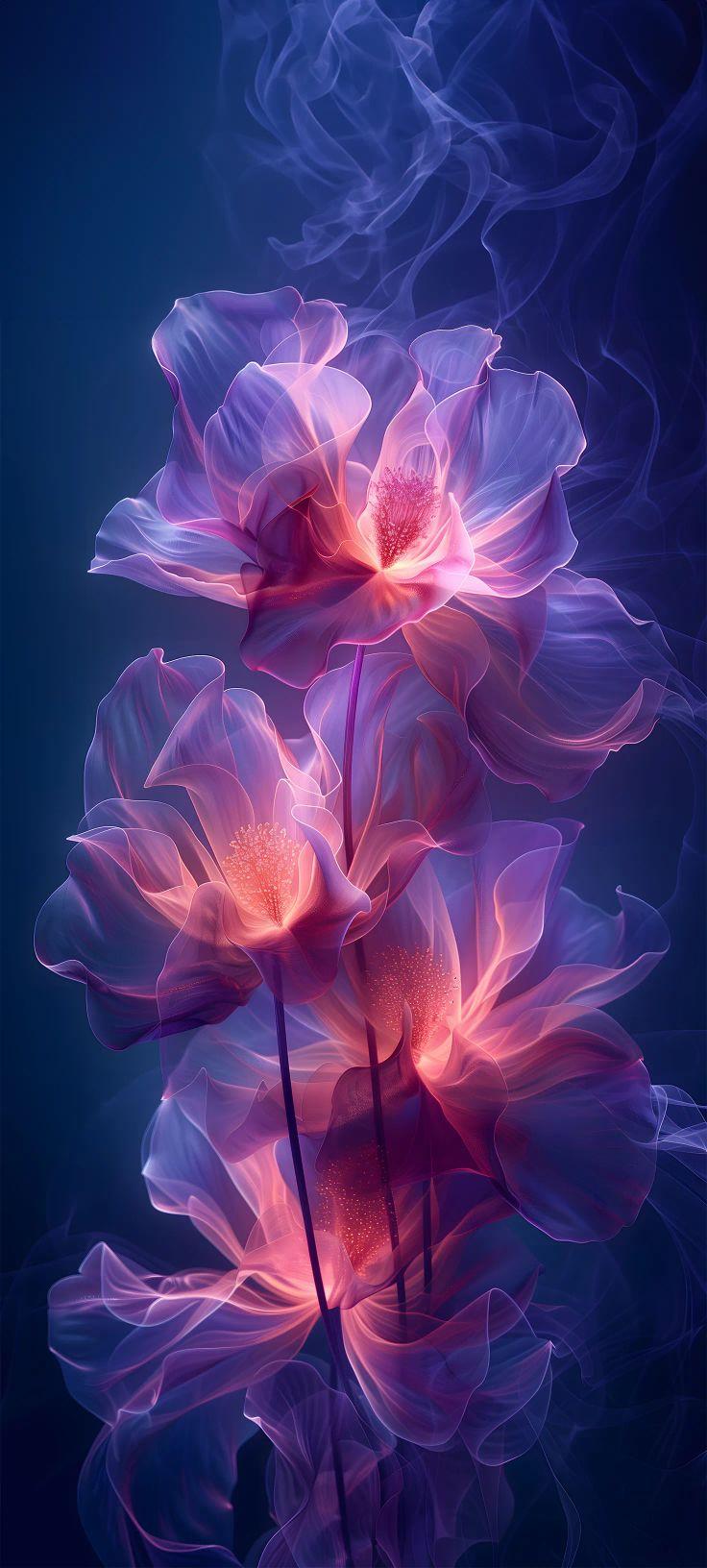 Luminous Purple Flower Wallpaper | Glowing Translucent Floral Aesthetic Background
