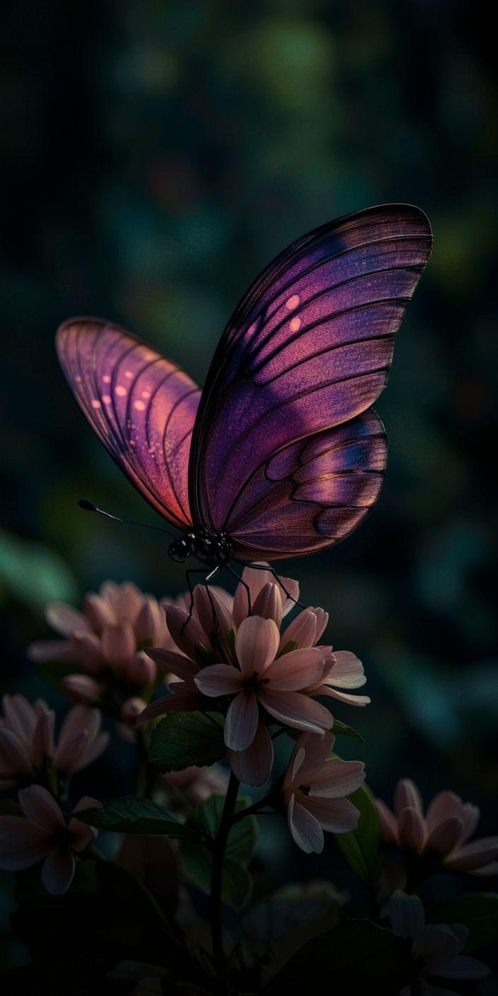 Mystical Purple Butterfly Dreamscape Wallpaper