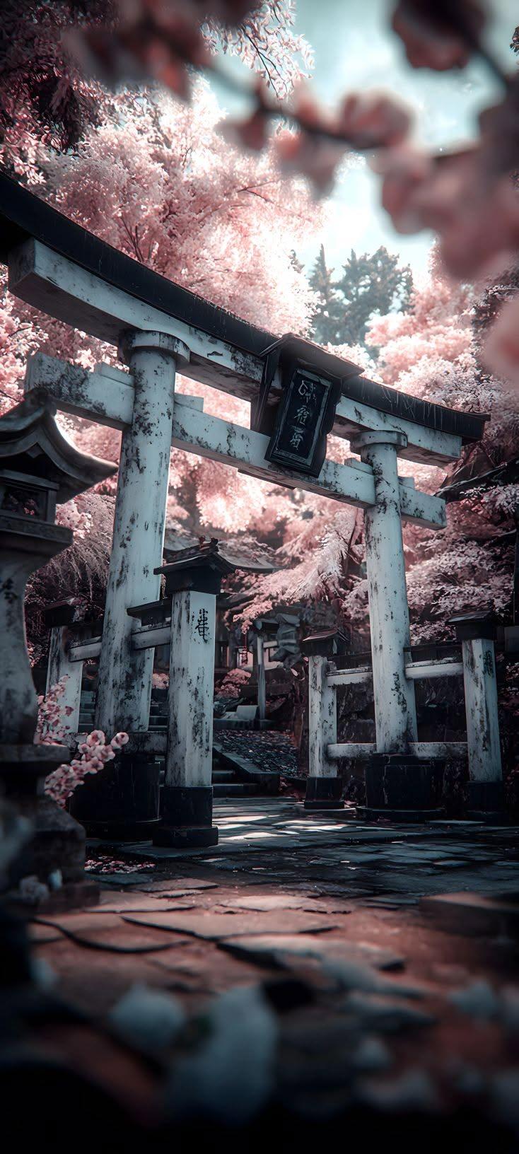 Cherry Blossom Shrine Wallpaper