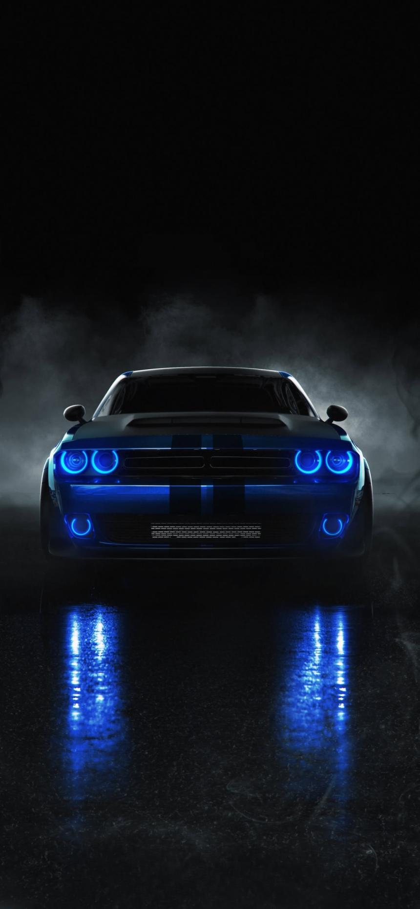 Moody Dodge Challenger Neon Halo Wallpaper