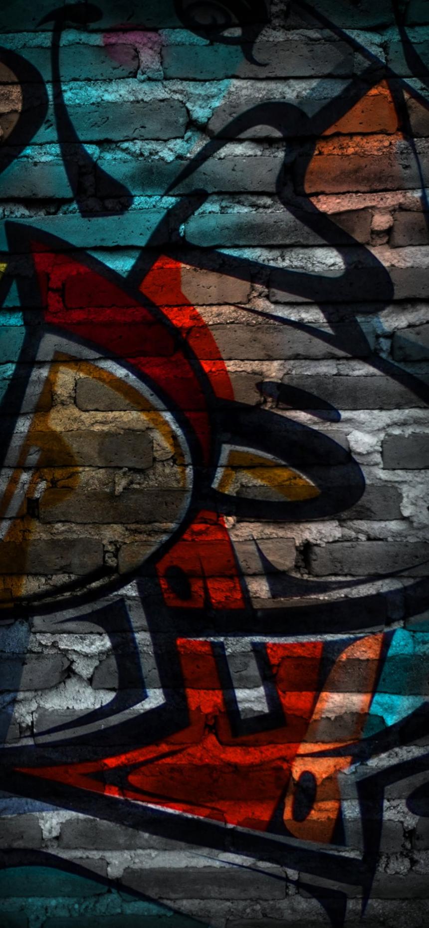 Urban Graffiti Brick Wall Wallpaper