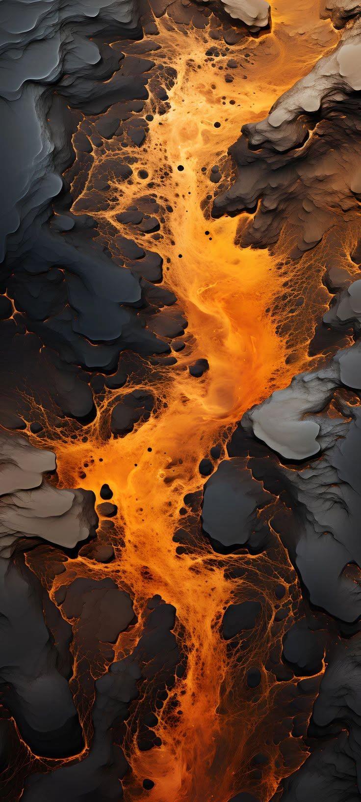 Abstract Lava River Volcanic Landscape Phone Wallpaper