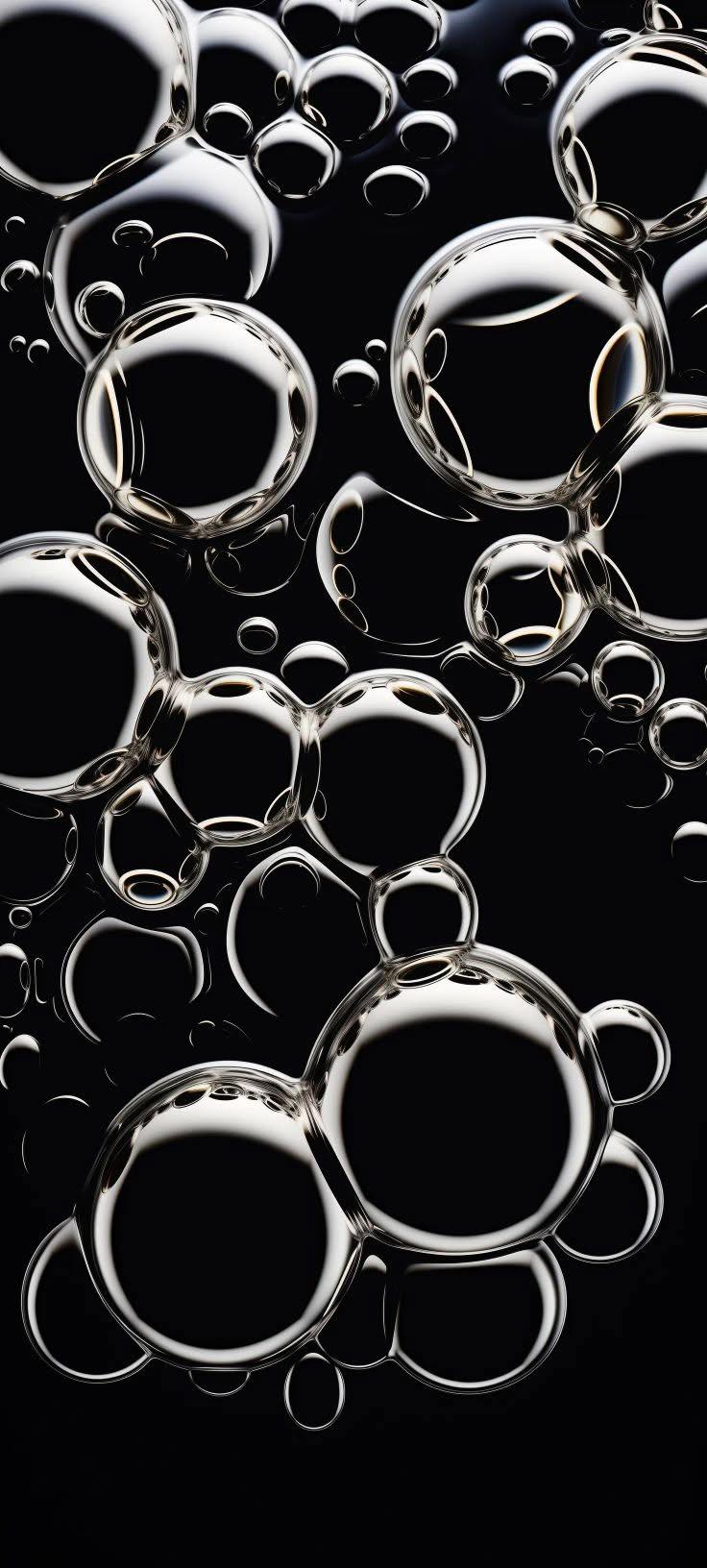 Abstract Glossy Liquid Bubbles AMOLED Phone Wallpaper