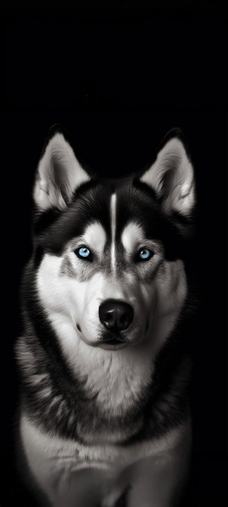 Blue-Eyed Siberian Husky Portrait Wallpaper 4K