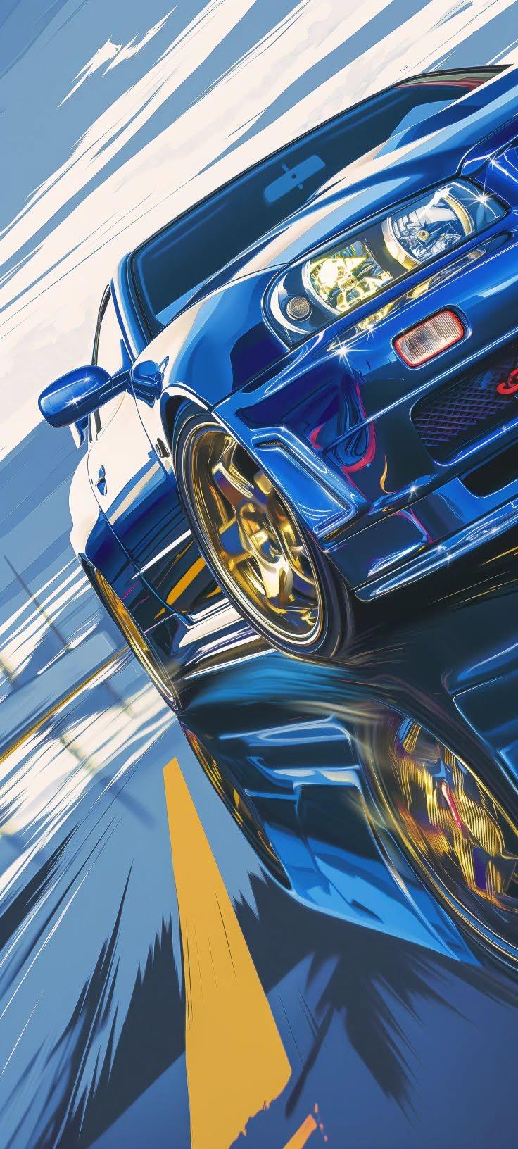 Blue JDM Street Racer Wallpaper