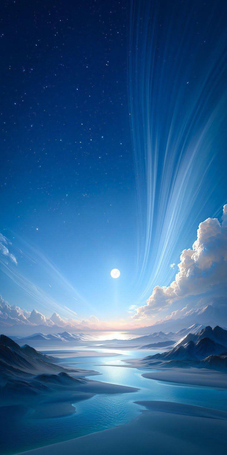Celestial Blue Horizon Wallpaper