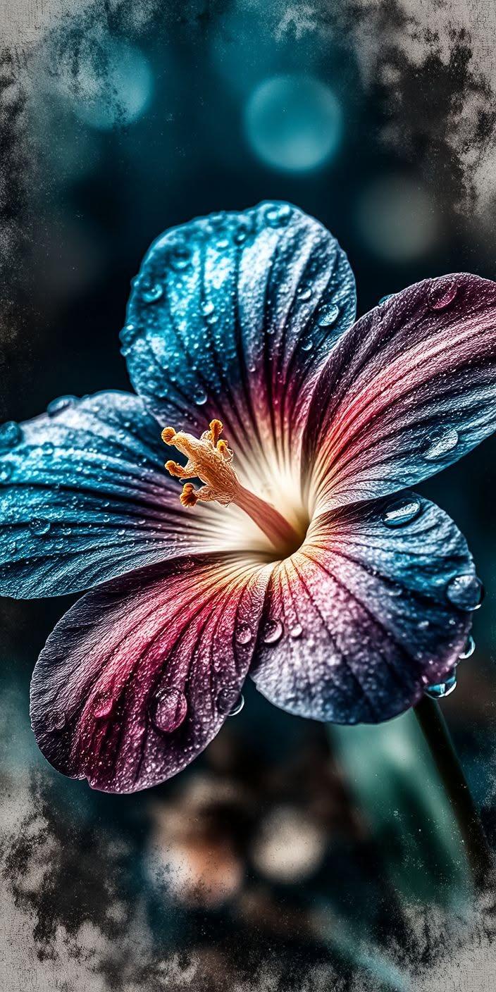 Dewy Blue Purple Hibiscus Wallpaper