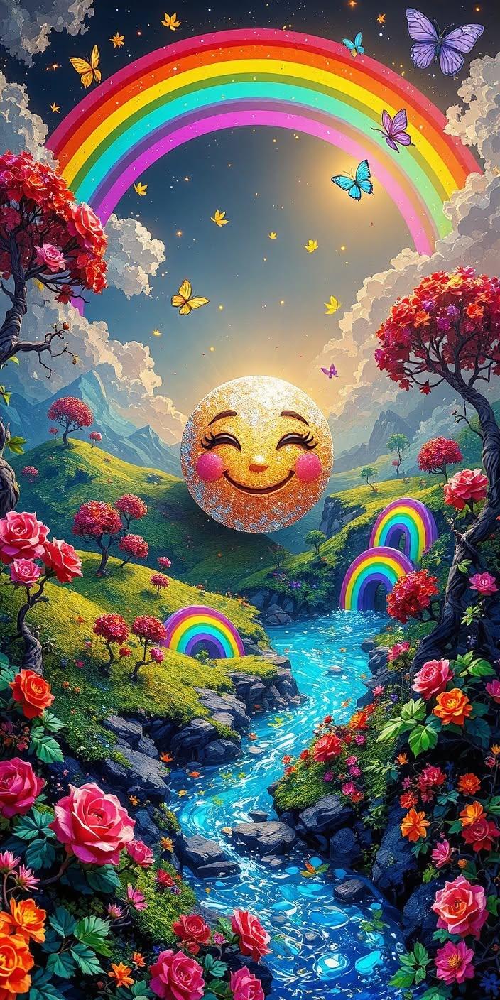 Happy Rainbow Fantasy Valley Wallpaper