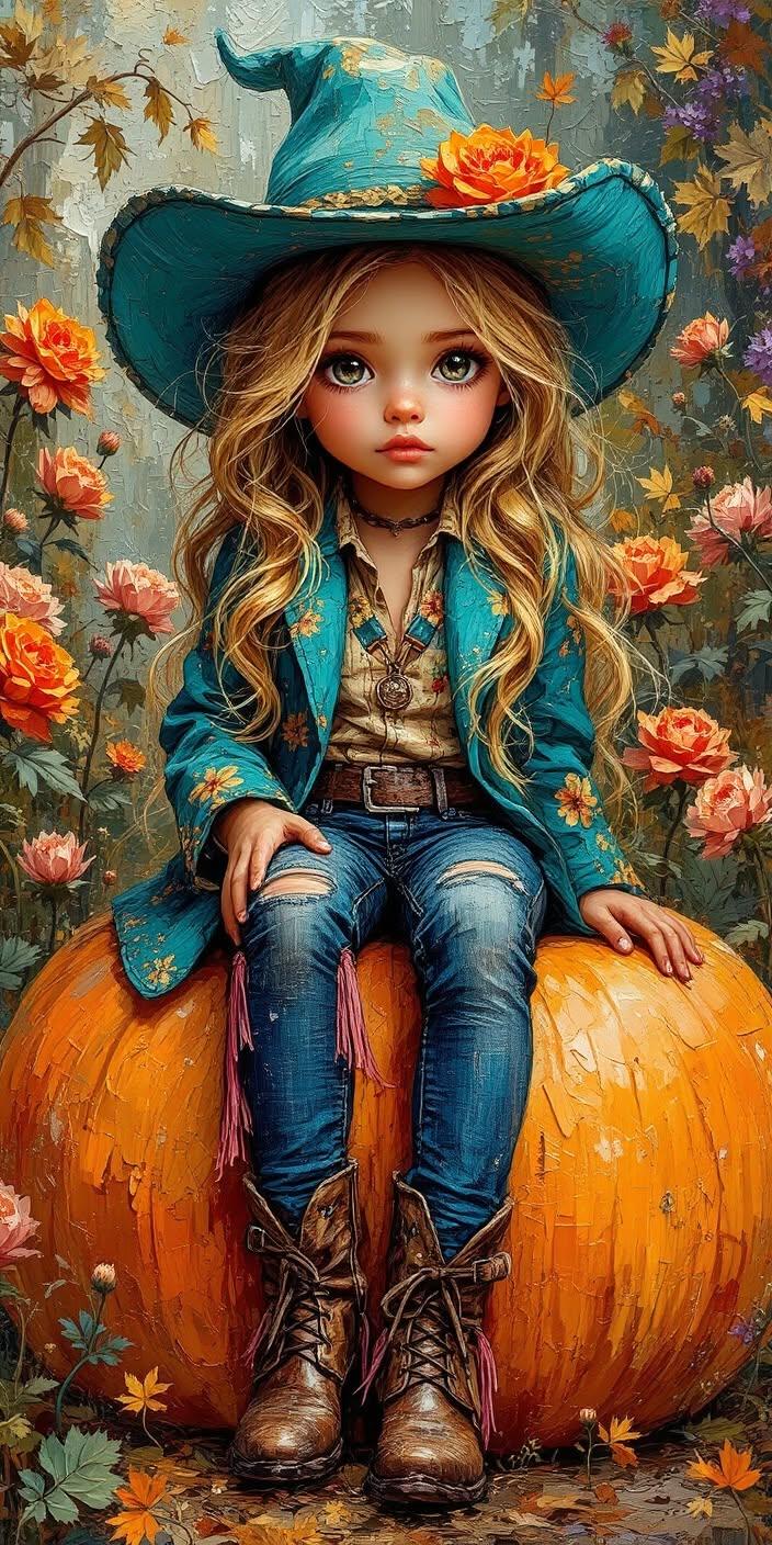 Cute Cowgirl Pumpkin Autumn Wallpaper