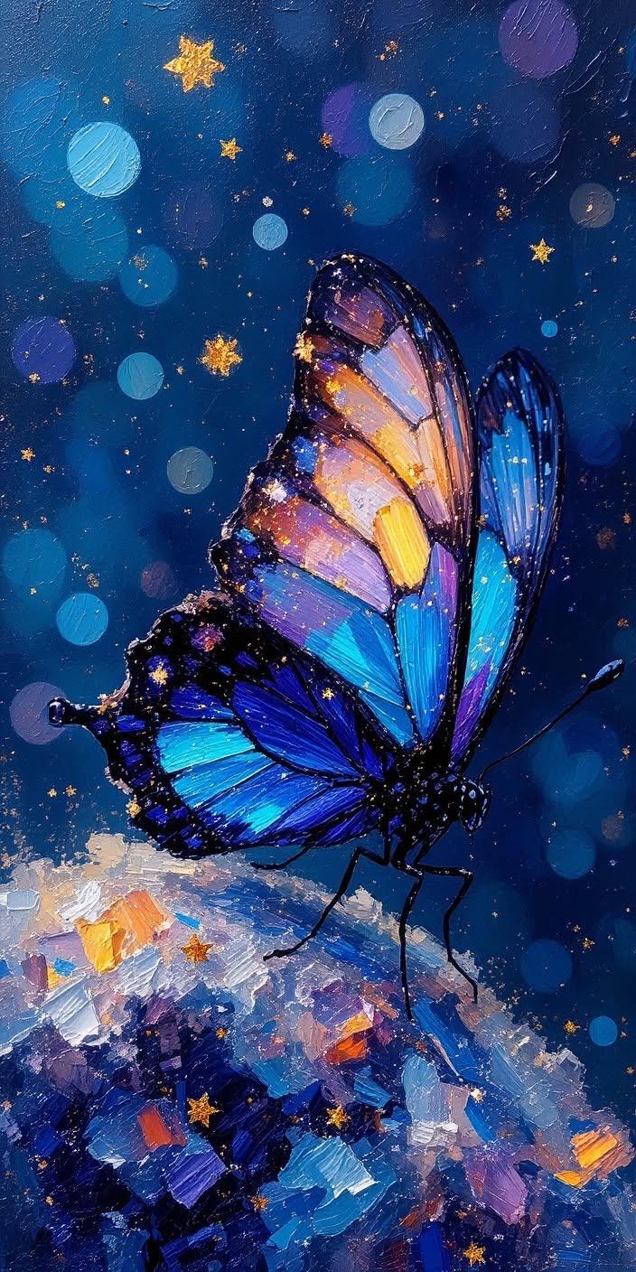Blue Galaxy Butterfly Dream Wallpaper