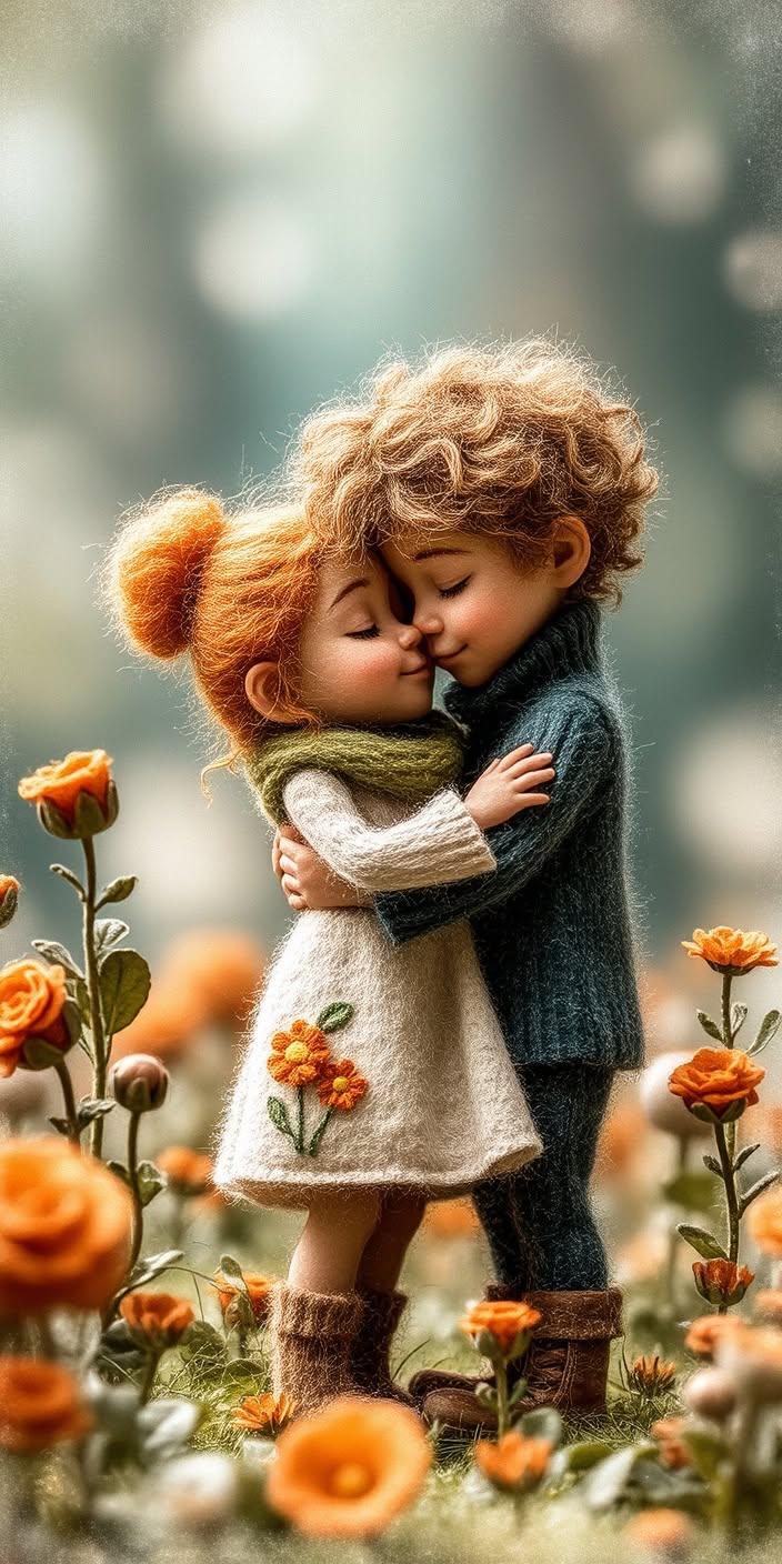 Cute Autumn Love Hug Wallpaper