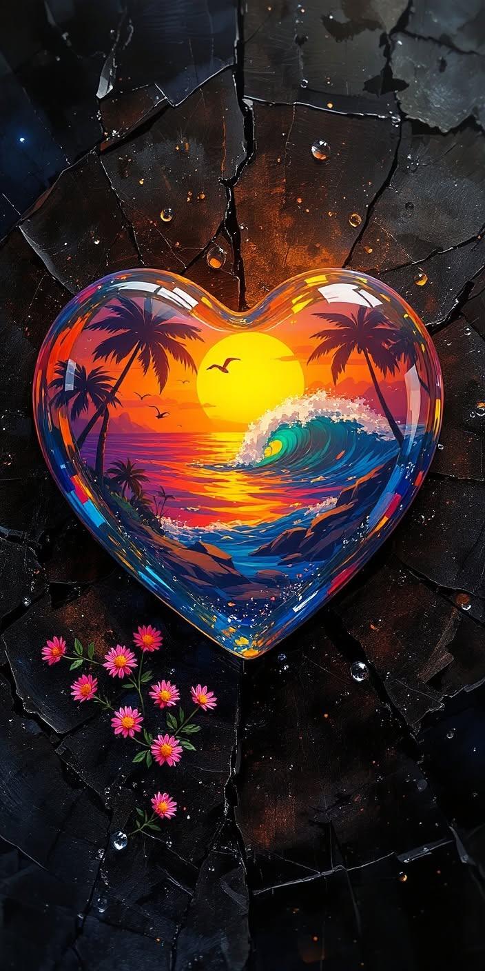 Heart of Paradise Sunset Wallpaper