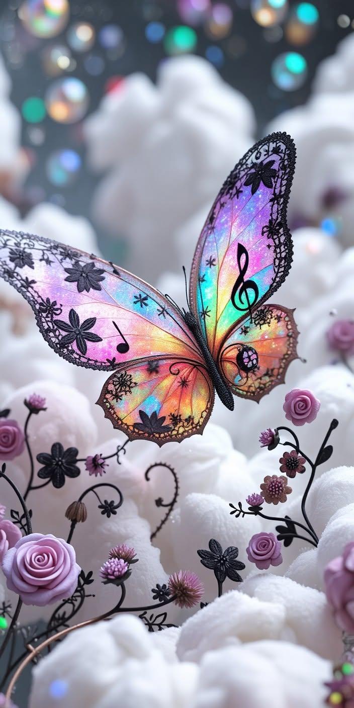Rainbow Music Butterfly Wallpaper