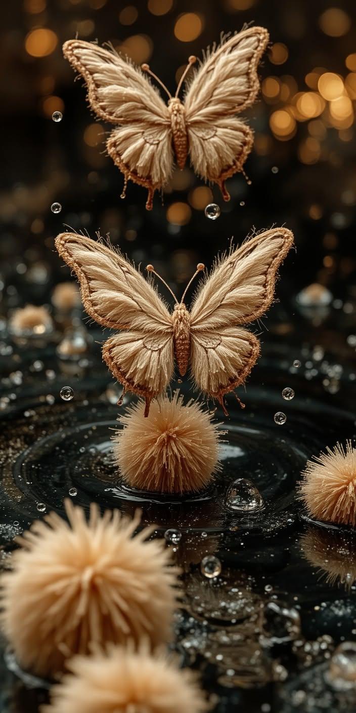 Golden Butterfly Reflection Wallpaper