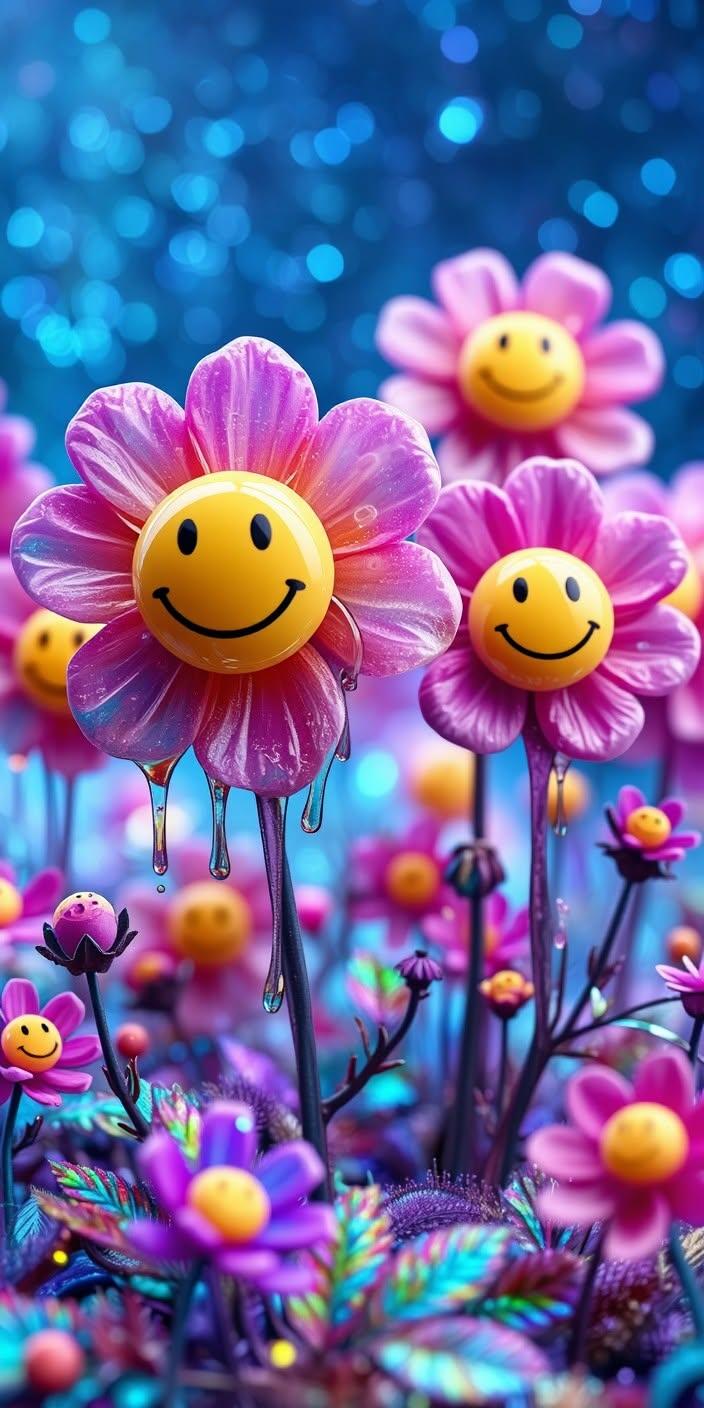 Smiley Flower Fantasy Wallpaper