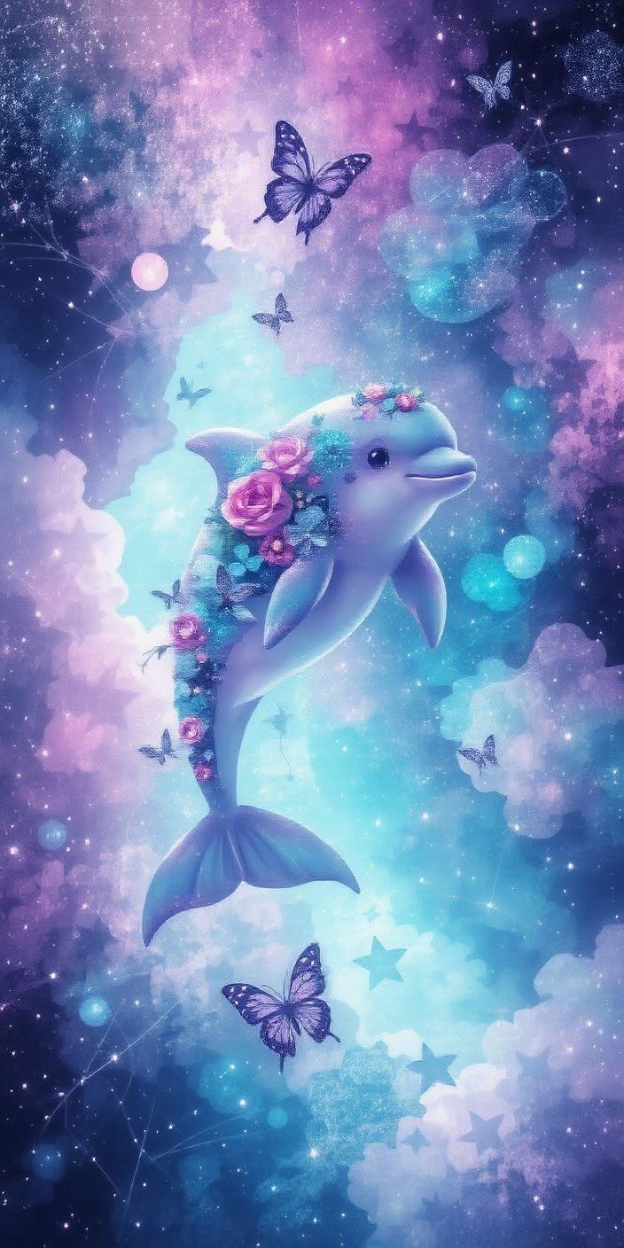 Dreamy Dolphin Galaxy Wallpaper 🐬🌌